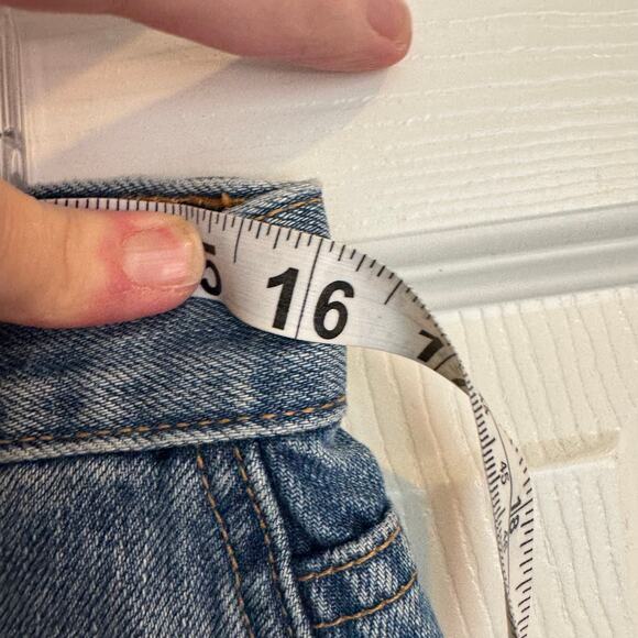 GAP JEANS Y2K DISTRESSED DENIM MIDI SKIRT Size 10 WOMENS A-LINE KNEE LENGTH - Picture 6 of 6